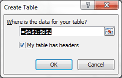 Create Table in Windows