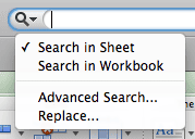 Excel 2010 Search Box Menu