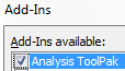 Analysis ToolPak AddIn