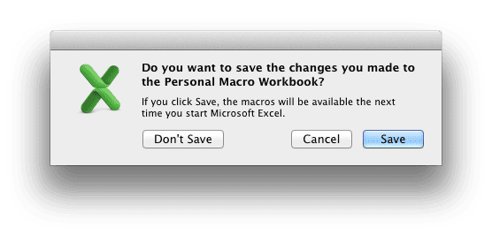 Save Personal Macro Workbook Changes