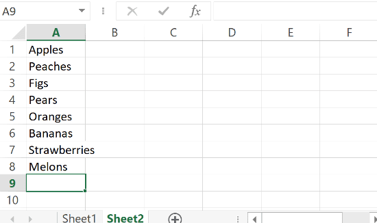 list of fruits how to make a drop down list in excel