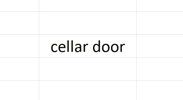 excel document with “cellar door” written in one cell