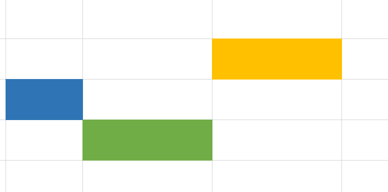 excel document with different shades of color on three cells