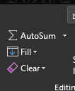 editing tab with autoSum option