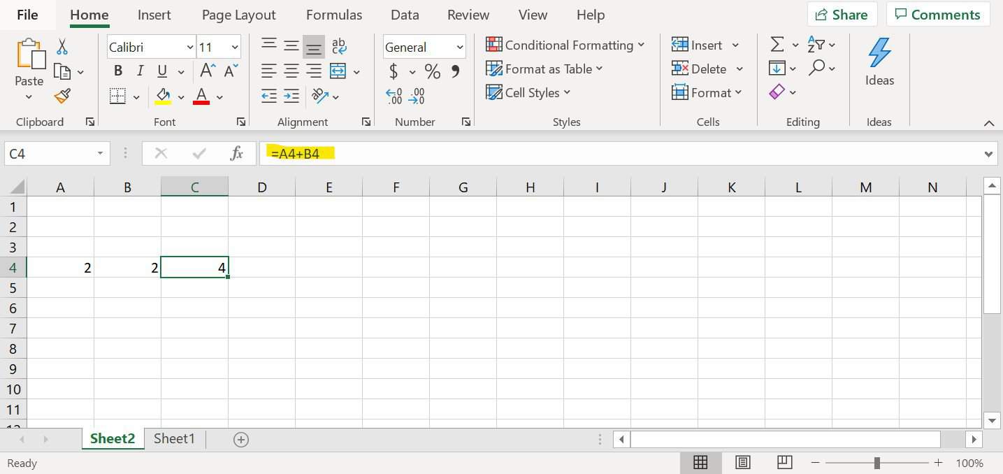 Excel screen capture showing c4